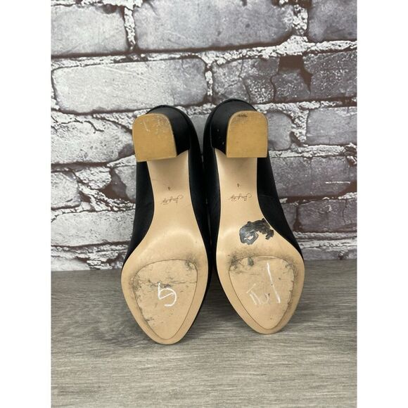 Shoes of Prey Black Leather Round Toe Pumps Block Heels Women’s Sz 4M US/34EU - Picture 9 of 16